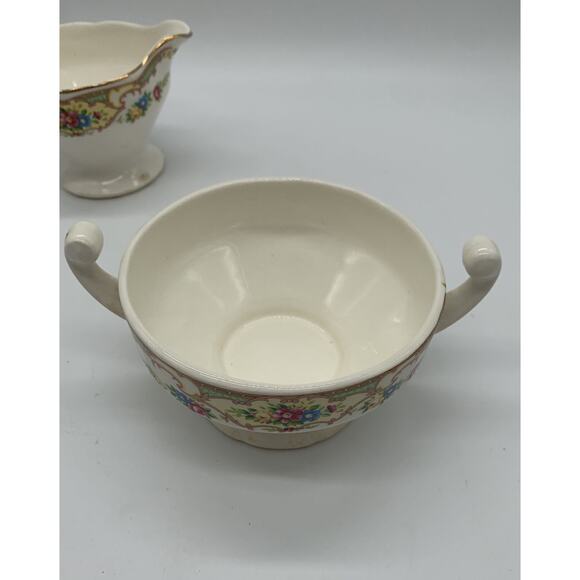 Vintage Clemons Pottery Mildred Covered Sugar and Creamer Spring Pastels read - Picture 2 of 13